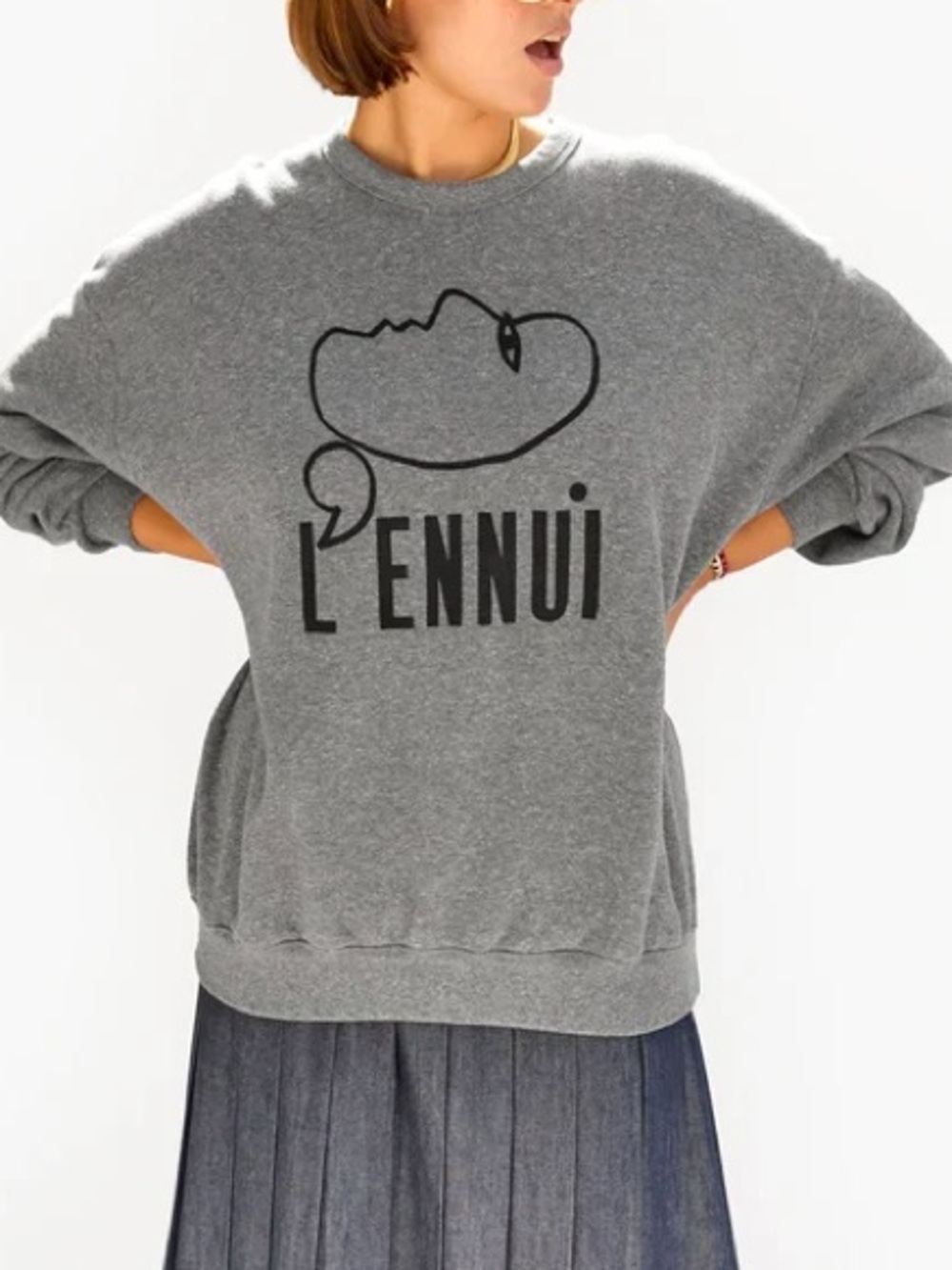 Clare V Gray + Black Graphic Crewneck Sweatshirt - Picture 10 of 13